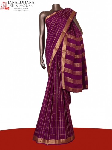 Pure Double Checks Zari Mysore Crepe Silk Saree